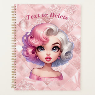 Agenda Garota de Glamour Retro Animada Linda Cartoon