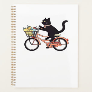Agenda Gata Preta em uma Bicicleta Arte de Gata Preta Ca