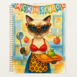 Agenda Gatinha Senhora do Almoço Servindo Comida Tema de