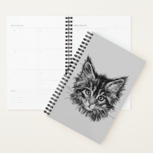 Agenda Gatinho preto e branco rosto de Cinza