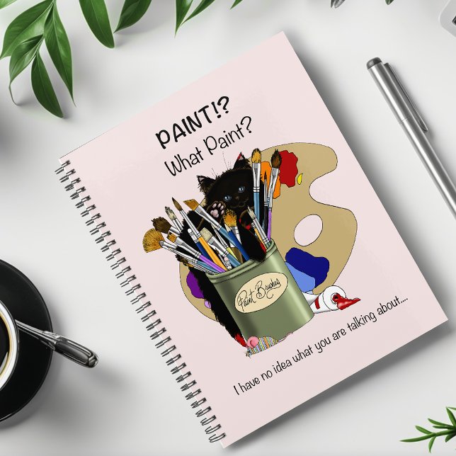 Agenda Gatinho Preto Pincel Pote Artista Gato Rosa (Criador carregado)