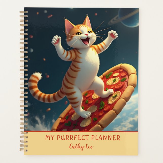 Agenda Gatinho Surfando no Espaço Sobre Pizza (Frente)