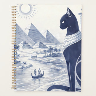 Agenda Gato Bastet do Antigo Egito e Pirâmides Azul
