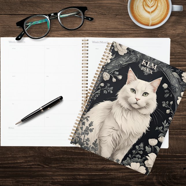 Agenda Gato Branco Elegante (Criador carregado)