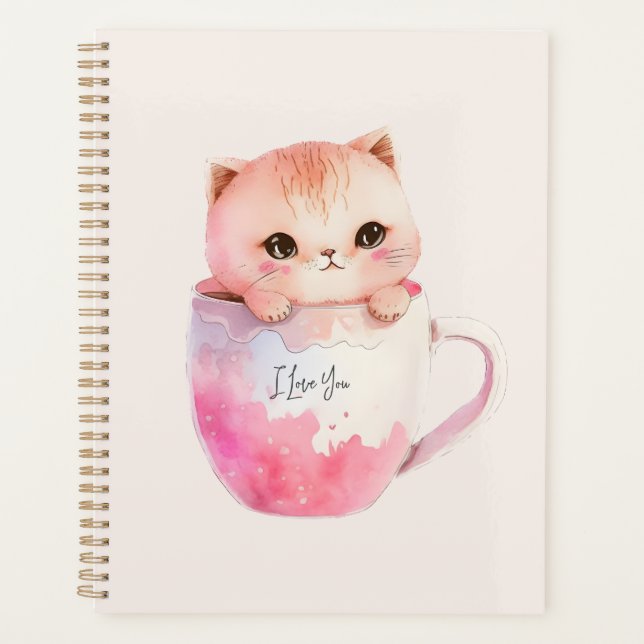 Agenda Gato branco-rosado em uma taça de chá (2) (Frente)