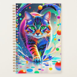 Agenda Gato colorido, salpicos, pintura, formando de colo