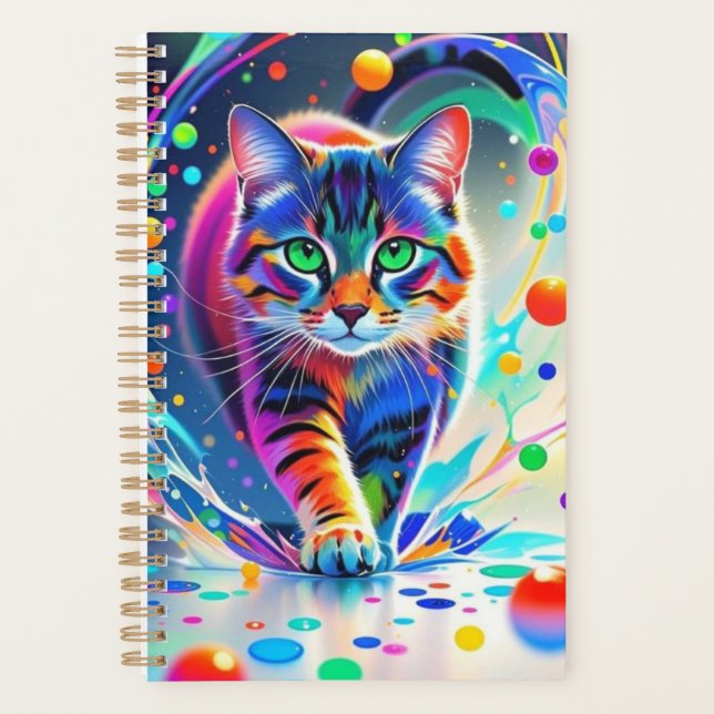 Agenda Gato colorido, salpicos, pintura, formando de colo (Frente)