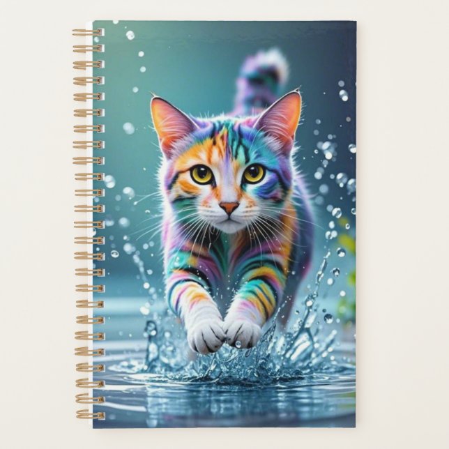 Agenda Gato colorido, salpicos, pintura, formando de colo (Frente)