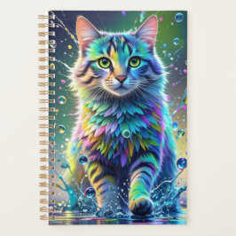 Agenda Gato colorido, salpicos, pintura, formando de colo