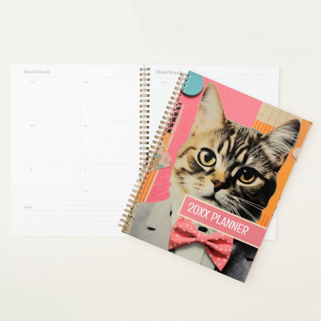 Agenda Gato com colagem de bolinhas (Exibição)