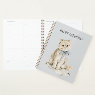 Agenda Gato Creme Laço Azul Caturday