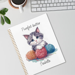 Agenda Gato de aquarela em bruto com nome personalizado d
