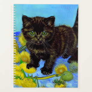 Agenda Gato de estilo Van Gogh com Sunflower