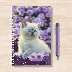 Agenda Gato De Gatinho Olhado Azul No Soquete Com Flores 