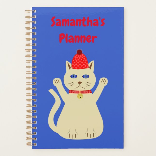 Agenda Gato de Natal Bonito Personalizado (Frente)