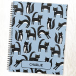 Agenda Gato de Tuxedo, branco e preto personalizado<br><div class="desc">Um monte de lindos gatos Tuxedo preto e branco em um fundo azul. Purefeito para amantes de os animais. Arte original de Nic Squirrell. Altere o nome para personalizar.</div>