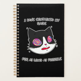 Agenda Gato do estilo anime com olhos e texto malucos