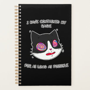Agenda Gato do estilo anime com olhos e texto malucos