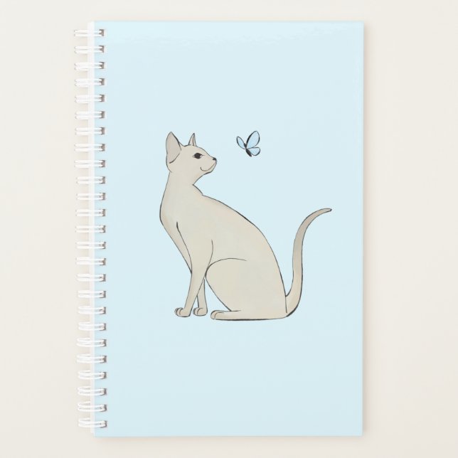 Agenda Gato elegante com borboleta (Frente)