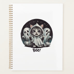 Agenda Gato Fantasma Engraçado Boo Halloween Animal Gatin