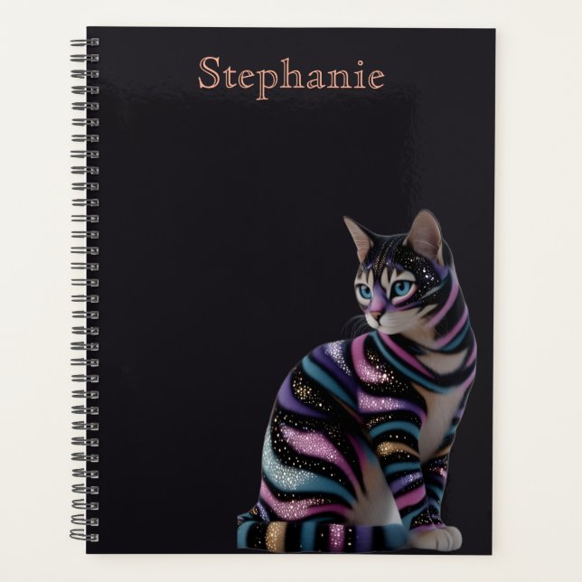 Agenda Gato Fofo e Design de Nome Personalizado (Frente)