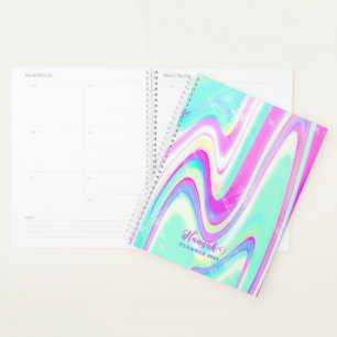 Agenda Gato líquido holográfico iridescente