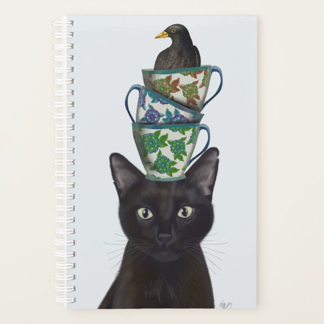 Agenda Gato Negro com Teacups e Blackbird (Frente)
