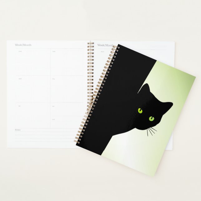 Agenda Gato Negro Olhado Verde (Exibição)