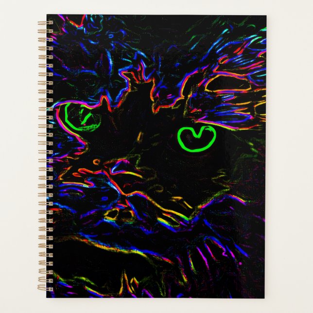 Agenda Gato Neon Glow (Frente)