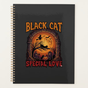 Agenda Gato Preto Amor Especial Halloween Lua Bruxa Abóbo