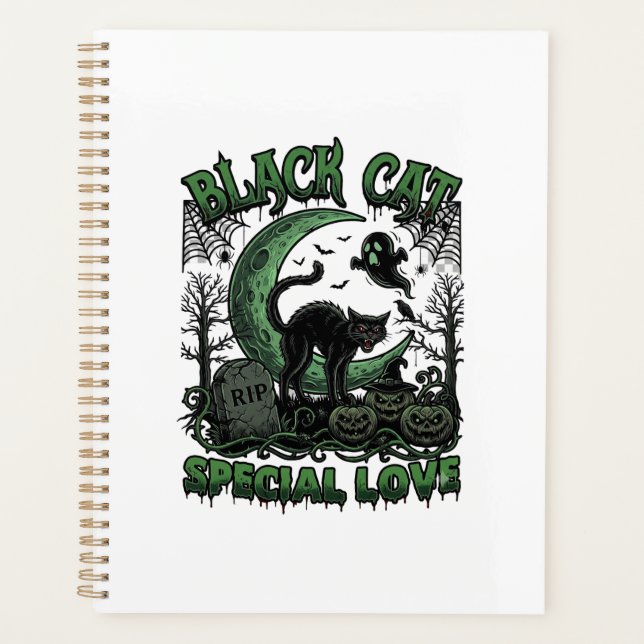 Agenda Gato Preto Amor Especial Haloween Lua Crescente Gh (Frente)