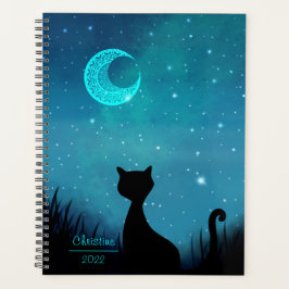 Agenda gato preto céu estrelado nome e ano