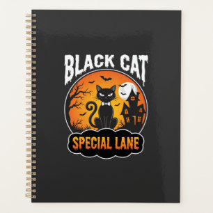 Agenda Gato Preto de Halloween Casa Assombrada Design de 