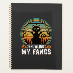Agenda Gato Preto de Halloween Rosnando Meus Dentes Desig