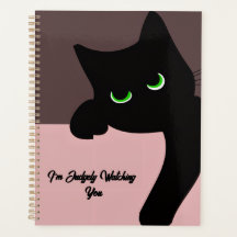 Gato Preto Divertido Espiando Personalizado Estéti