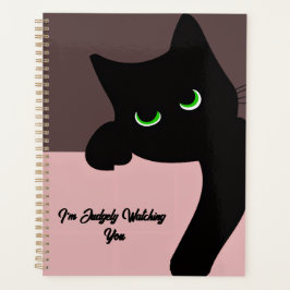 Agenda Gato Preto Divertido Espiando Personalizado Estéti