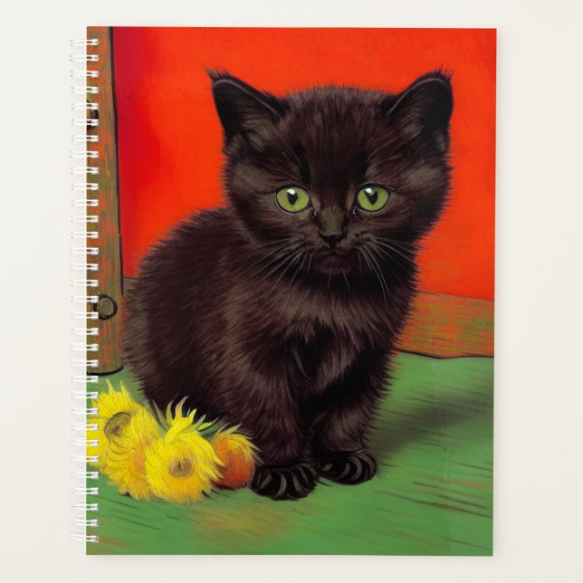 Agenda Gato Preto do Estilo Van Gogh (Frente)