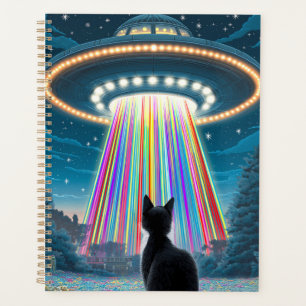 Agenda Gato Psicodélico e OVNI Arte Engraçada De Abduçã