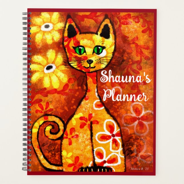 Agenda Gato Retrópico Personalizado Gato Laranja Gato (Frente)