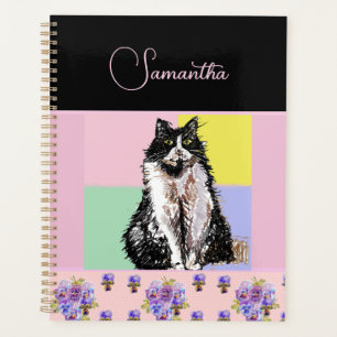 Agenda Gatos de Gato Tuxedo Meninas Rosa Pastel Personali