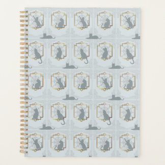 Agenda Gatos Elegantes Art Déco - Cinza Claro
