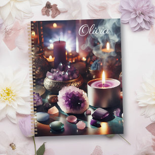 Agenda Gemas e Cristais bonito de Ametist Roxo