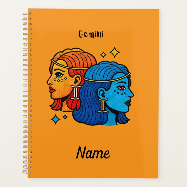Agenda Gêmeos Signo Zodiacal Pop Art - Gêmeos Celestiais  (Frente)