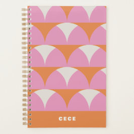 Agenda Geométrica laranja rosa moderna retro personalizad