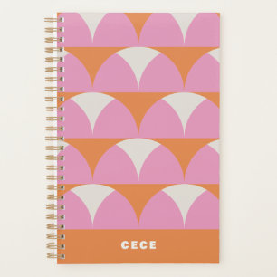 Agenda Geométrica laranja rosa moderna retro personalizad