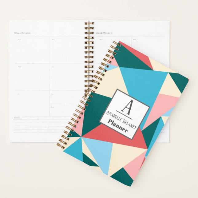 Agenda Geométrico Colorido Moderno Personalizado (Exibição)