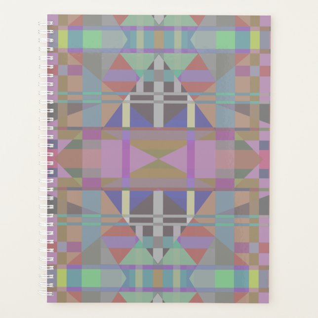 Agenda Geométrico Cor-de-Rosa Verde (Frente)