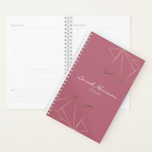 Agenda Geométrico minimalista elegante e rosa de ouro Fa