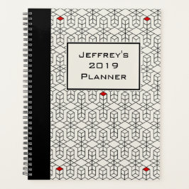 Agenda Geométrico Personalizável Preto e Branco
