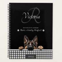 German shepherd Black White Gingham Personalizado